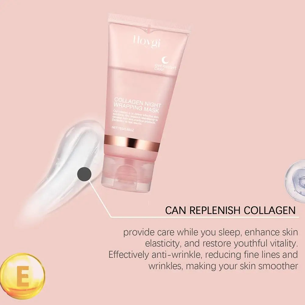 Veganskincare, Collagen Overnight Wrapping Peel Off Facial Mask, Korean Collagen Night Wrapping Mask Deeply Hydrates Night Care Mask Cream 75ml