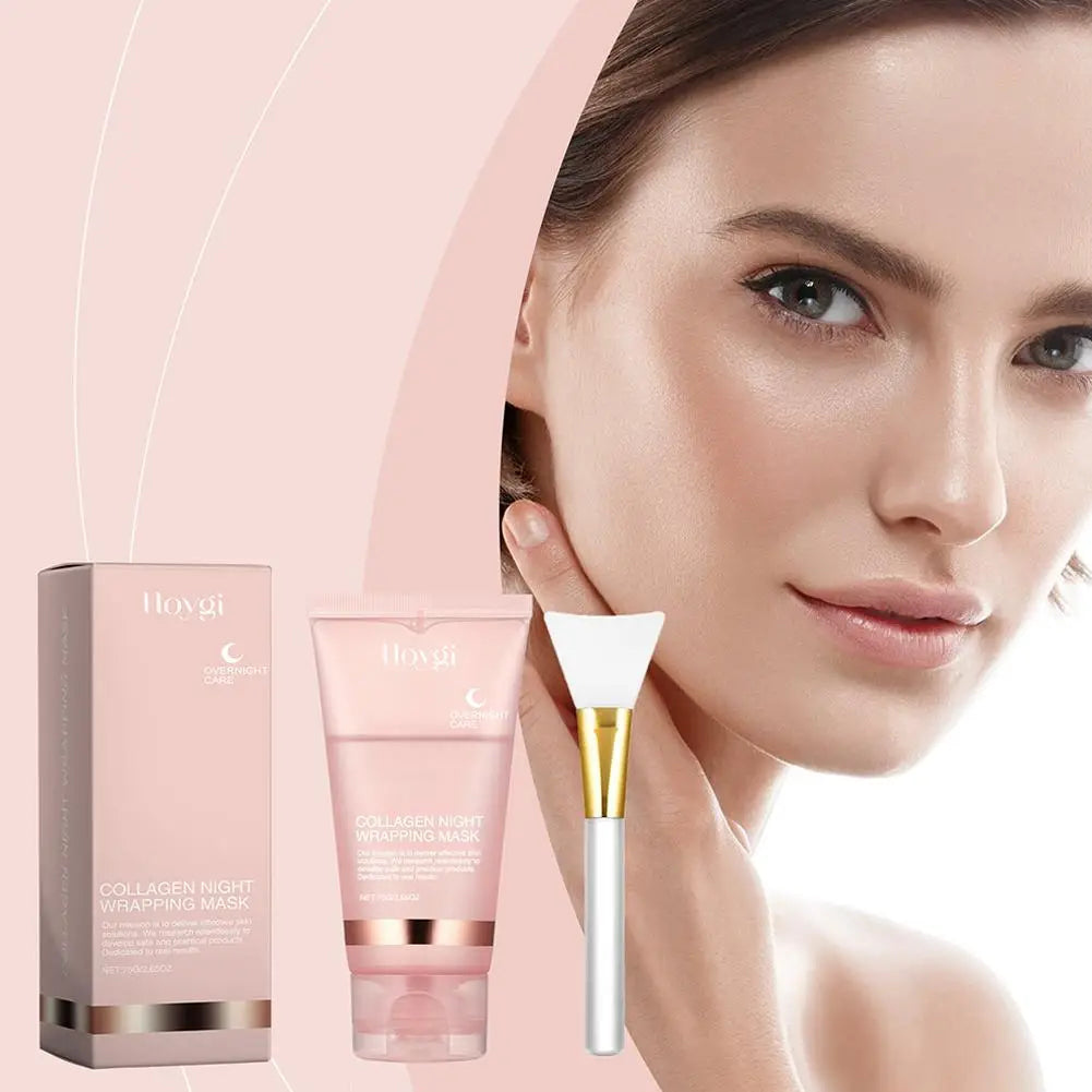Veganskincare, Collagen Overnight Wrapping Peel Off Facial Mask, Korean Collagen Night Wrapping Mask Deeply Hydrates Night Care Mask Cream 75ml