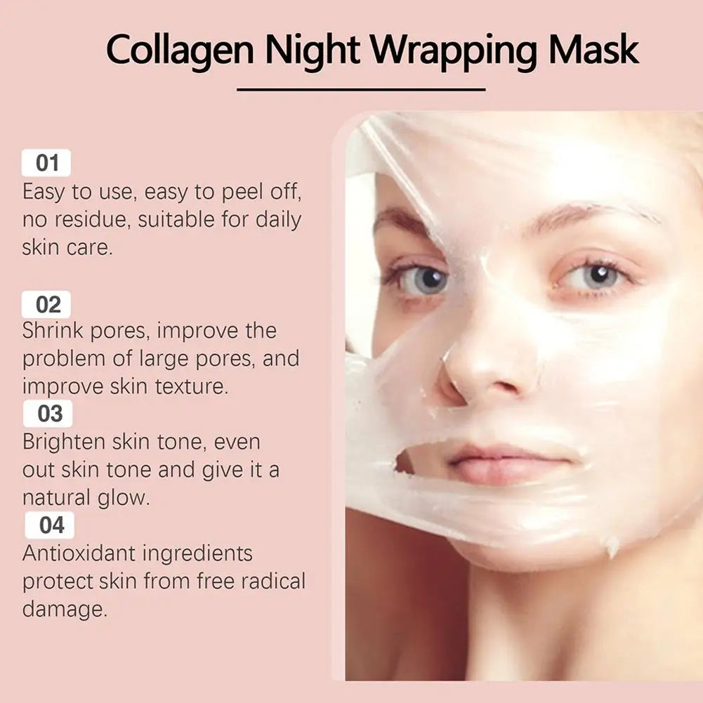 Veganskincare, Collagen Overnight Wrapping Peel Off Facial Mask, Korean Collagen Night Wrapping Mask Deeply Hydrates Night Care Mask Cream 75ml