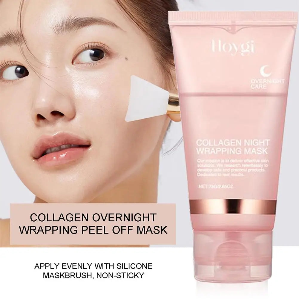 Veganskincare, Collagen Overnight Wrapping Peel Off Facial Mask, Korean Collagen Night Wrapping Mask Deeply Hydrates Night Care Mask Cream 75ml