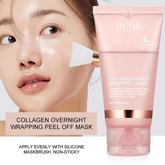 Veganskincare, Collagen Overnight Wrapping Peel Off Facial Mask, Korean Collagen Night Wrapping Mask Deeply Hydrates Night Care Mask Cream 75ml